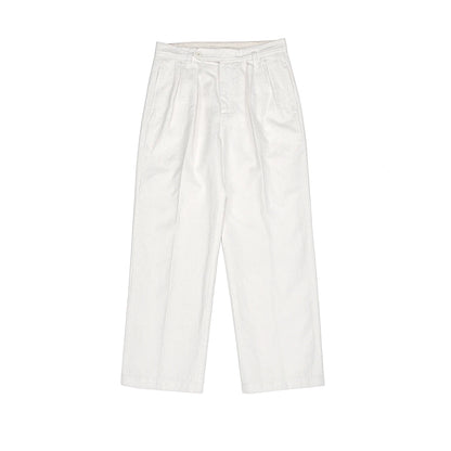White Linen Pleated Trousers