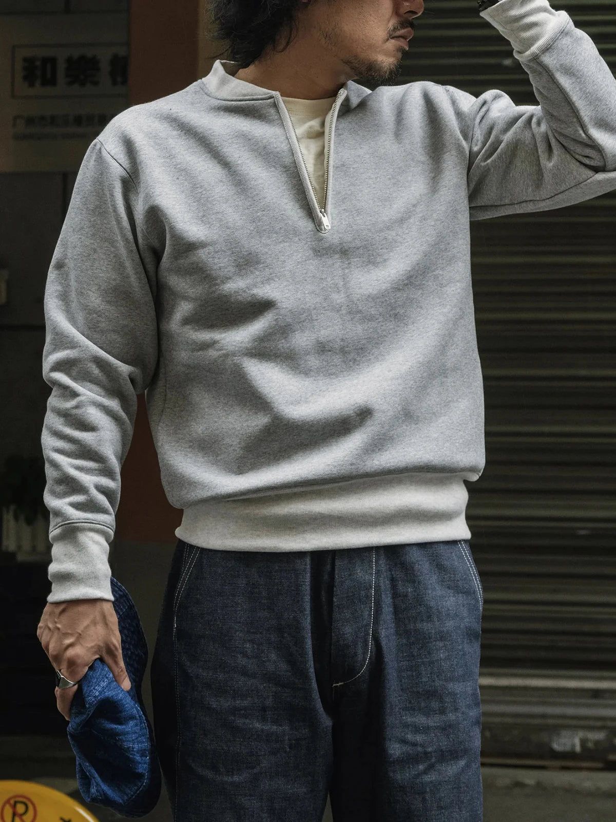 Quarter Zip Cotton Sweatshirt