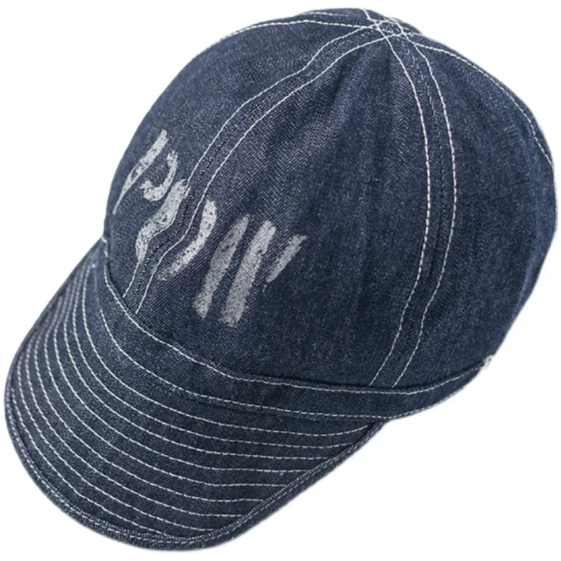 Striped Denim Baseball Cap