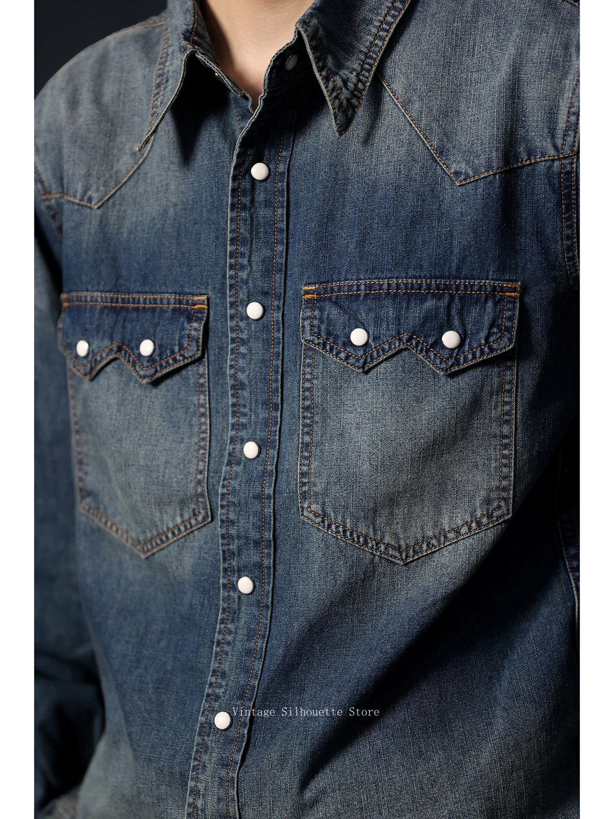 Slub Denim Western Shirt