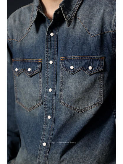 Slub Denim Western Shirt