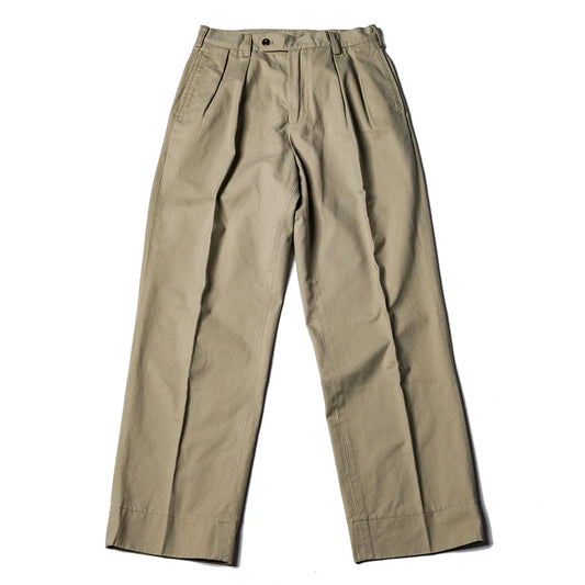 Pleated Straight Khaki Slacks