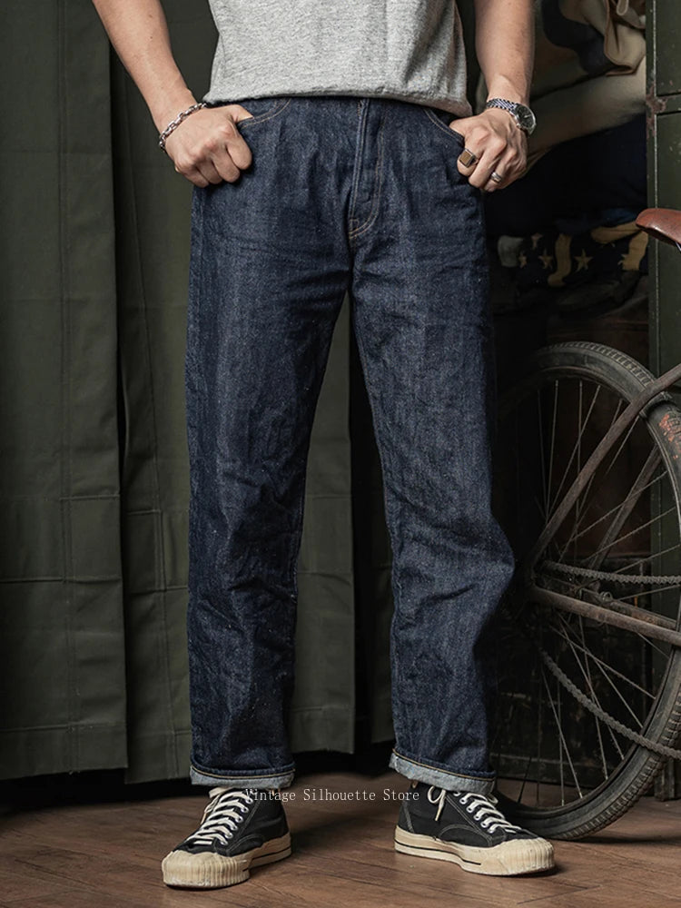 Indigo Cropped Straight Selvedge Jeans