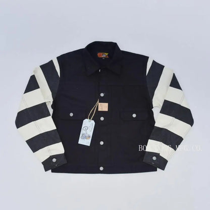 Striped Canvas Biker Jacket