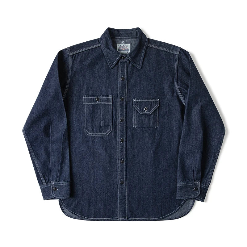 Foldover Cuff Denim Work Shirt