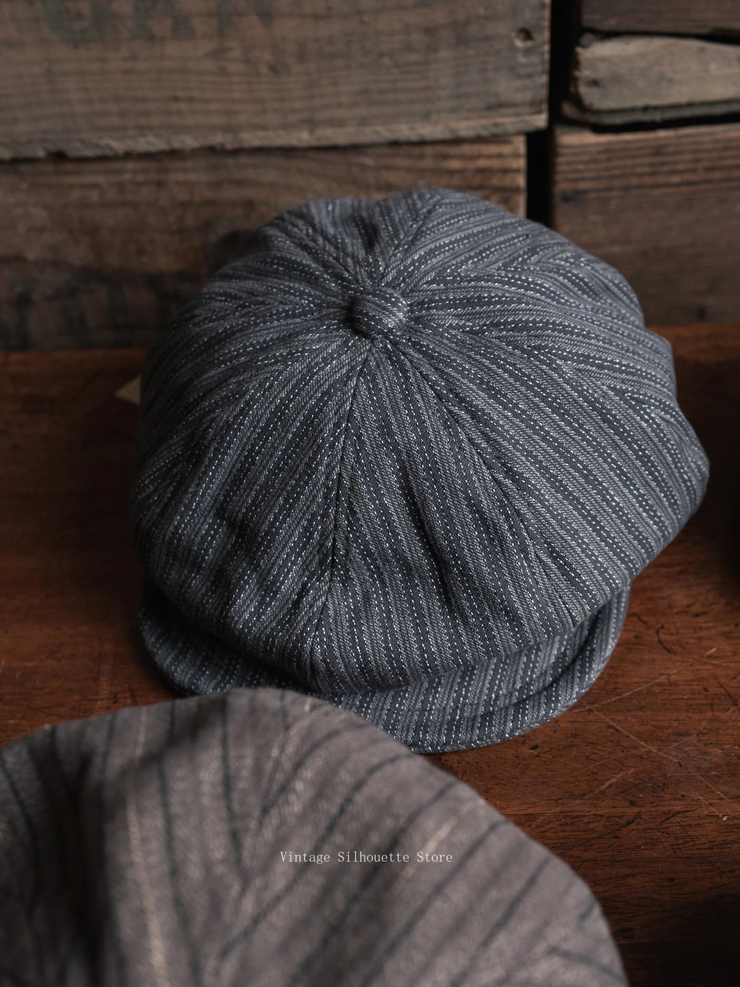 Striped Eight Panel Newsboy Cap