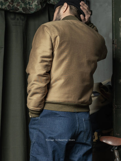 Khaki Wool Lined Deck Jacket