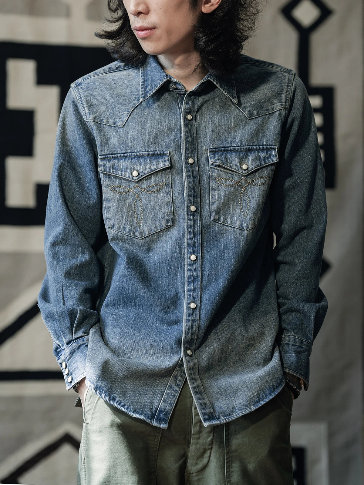 Washed Denim Western Shirt