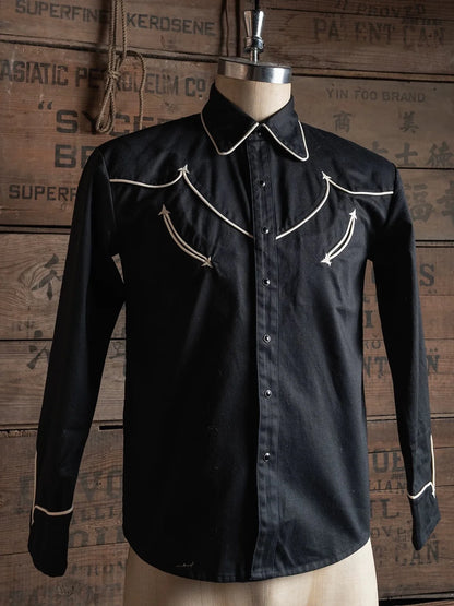 Black Embroidered Western Shirt