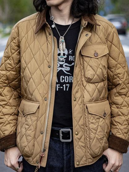 Khaki Quilted Utility Jacket