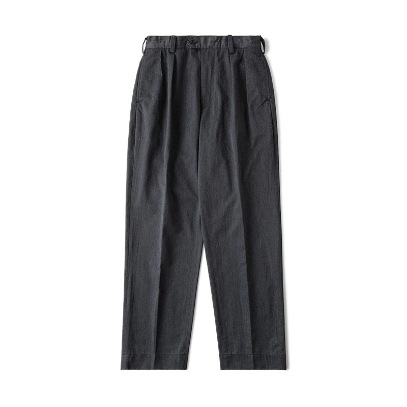 Pleated Straight Khaki Slacks