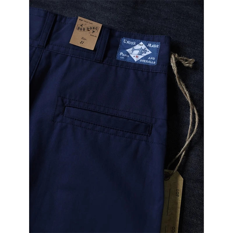 Navy Pleated Chino Shorts