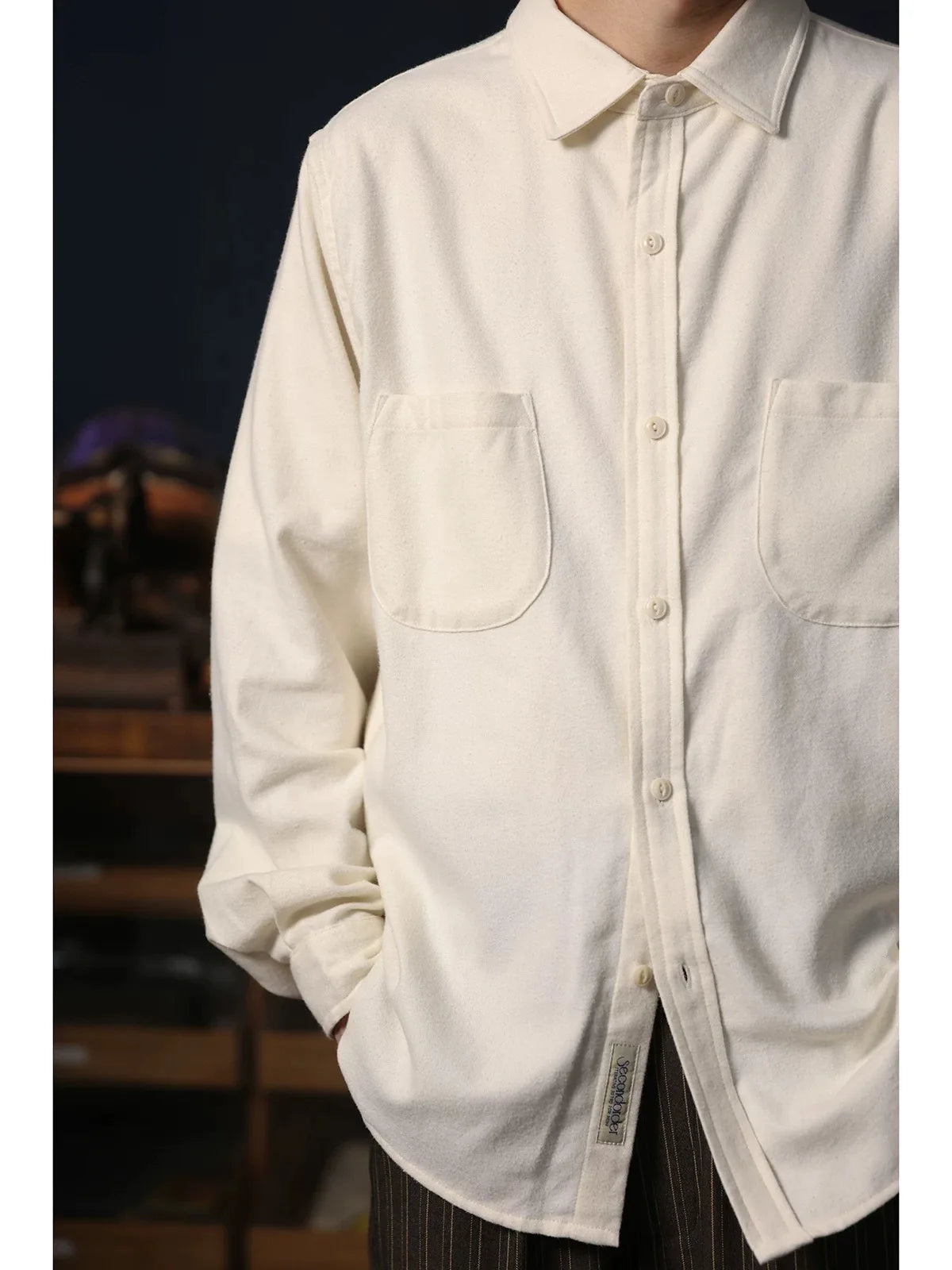 Detachable Collar Work Shirt