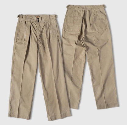 Cotton Twill Pleated Chinos