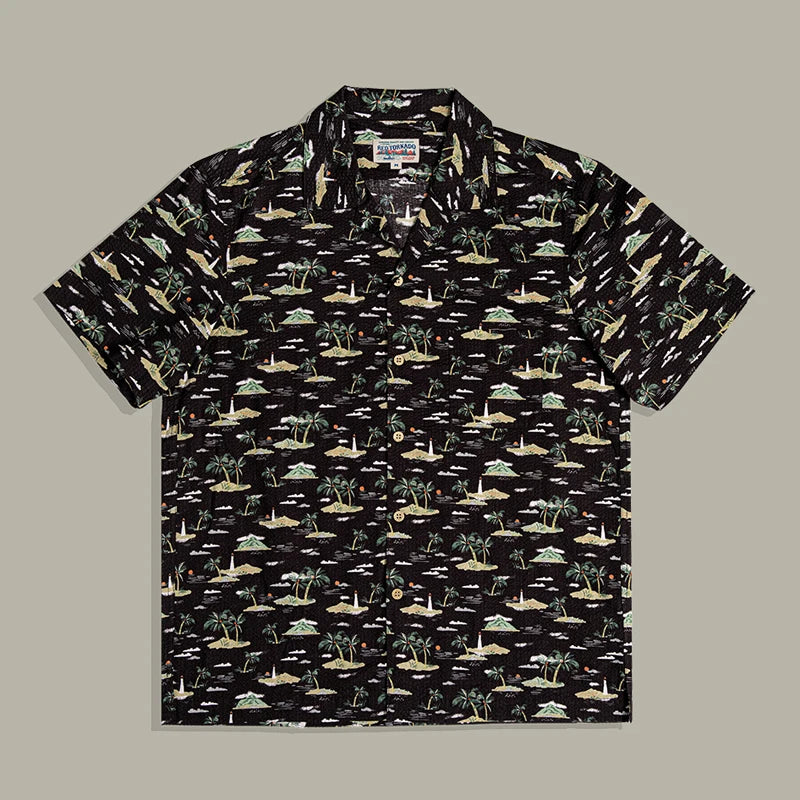 Seersucker Aloha Cuban Shirt