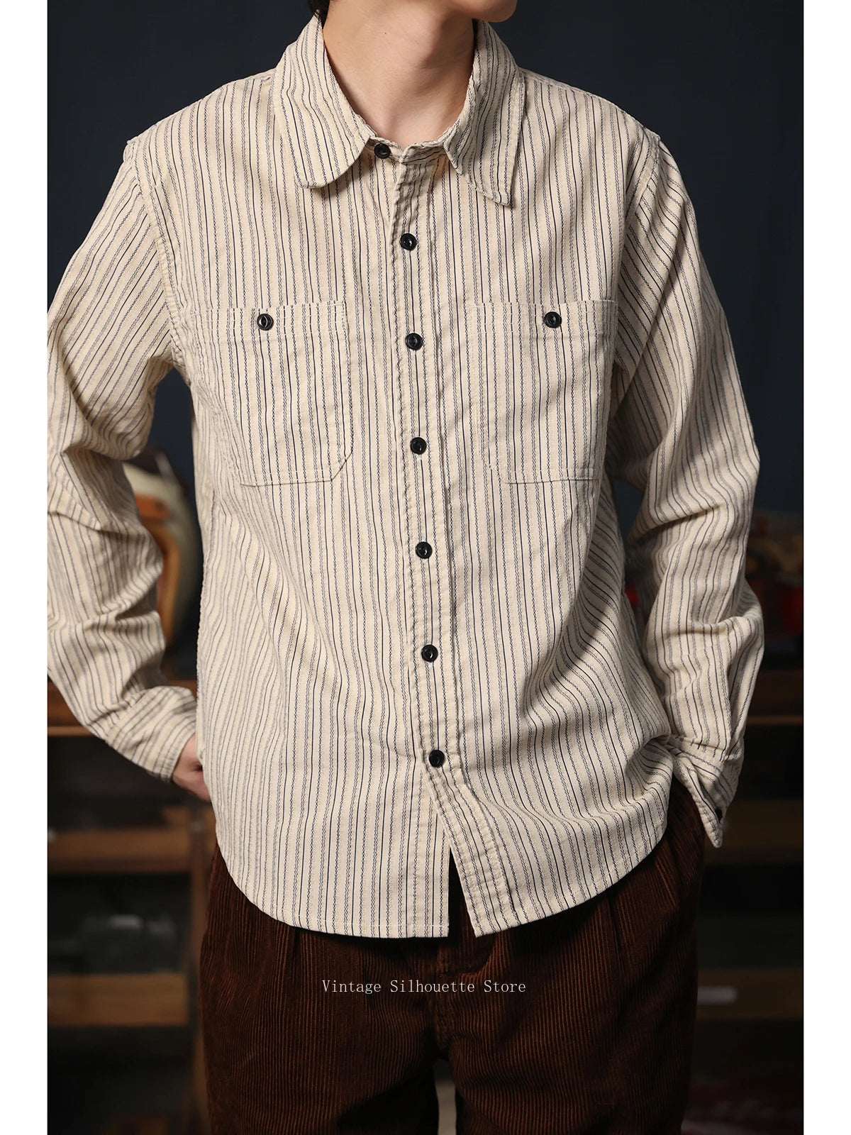 Striped Cotton Work Shirt