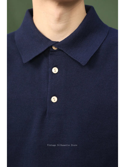 Cotton Long Sleeve Knit Polo