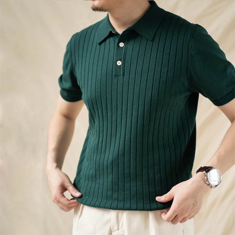 Rib Stripe Polo Shirt