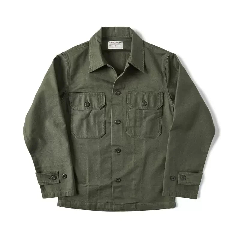 Olive Sateen Fatigue Shirt