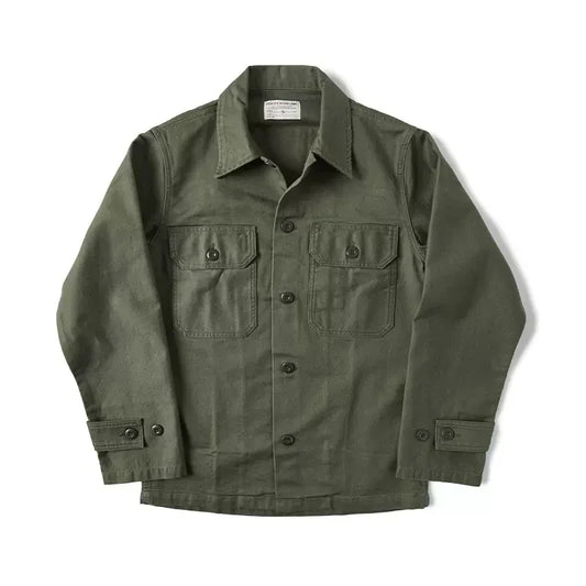 Olive Sateen Fatigue Shirt