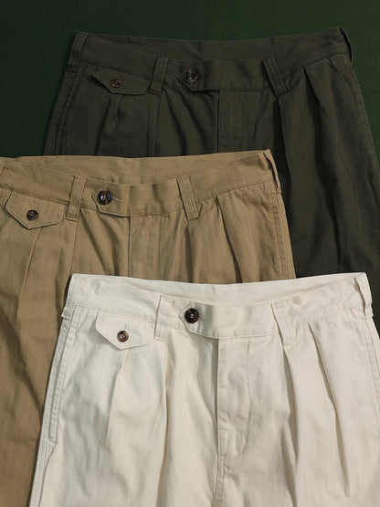 Herringbone Pleated Chino Pants