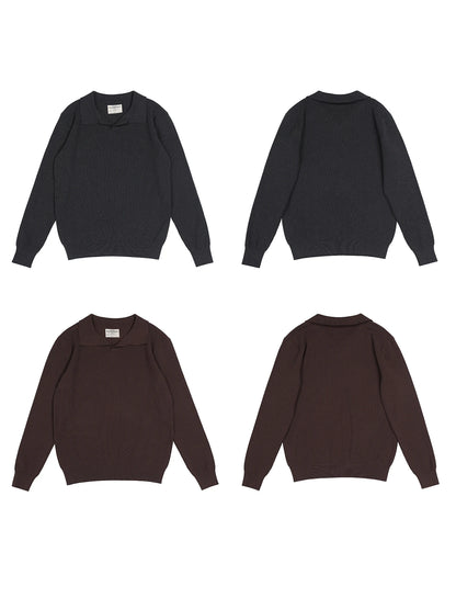 Seagull Collar Knit Polo