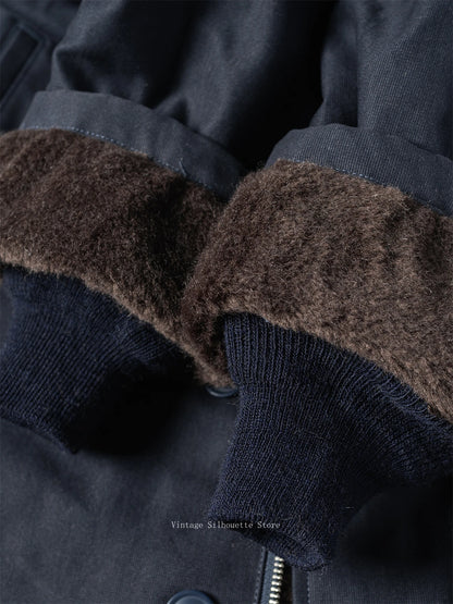 Blue Wool Lined Deck Jacket