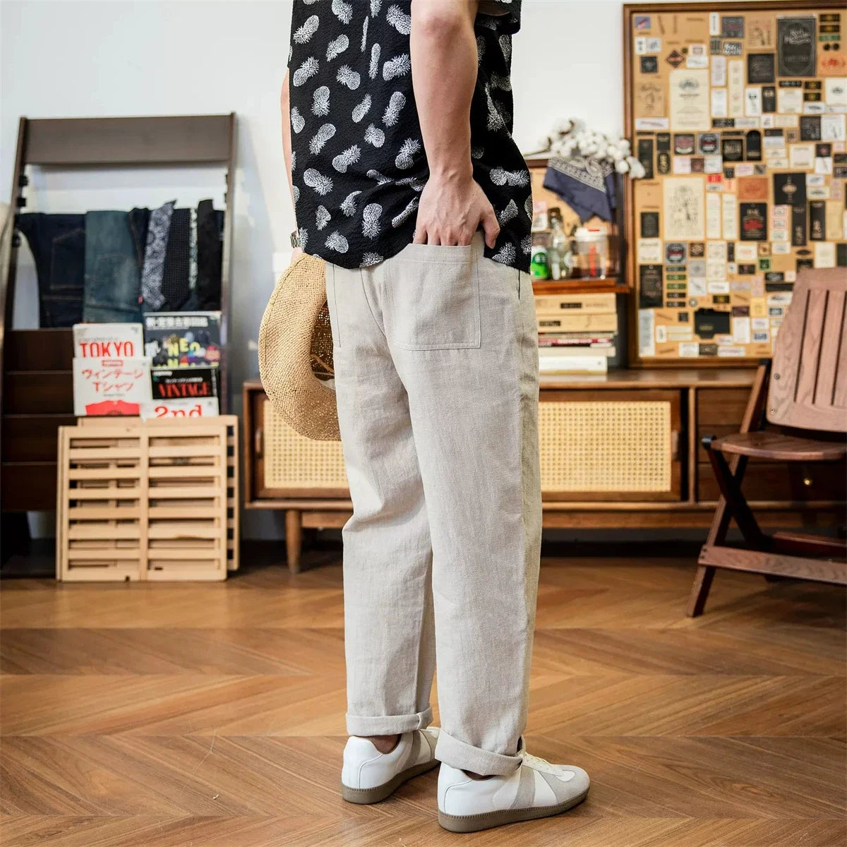 Linen Pleated Casual Trousers