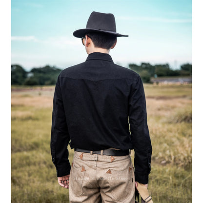 Black Slim Western Shirt