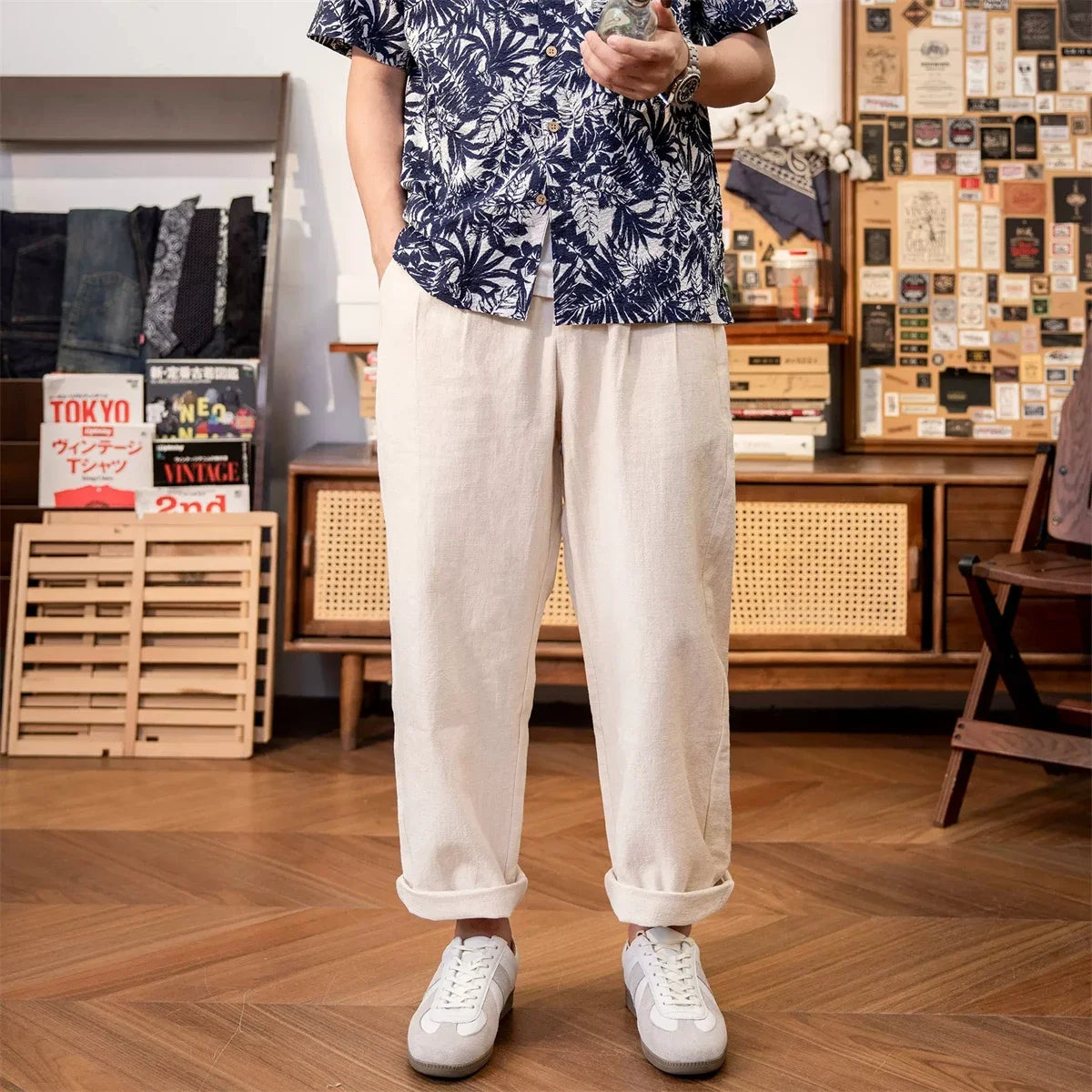 Linen Pleated Casual Trousers