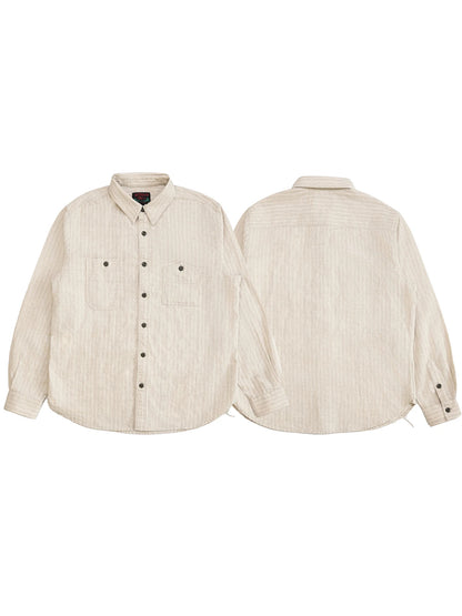 Cotton Linen Stripe Work Shirt