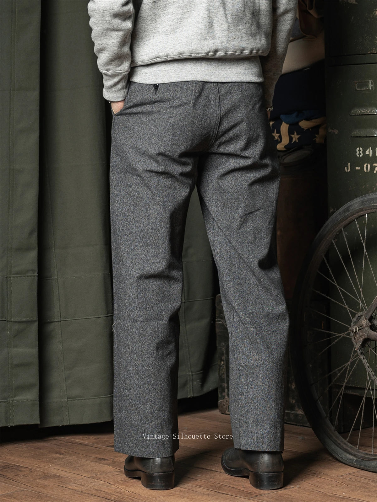 Salt Pepper Wide Work Trousers