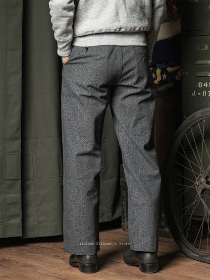 Salt Pepper Wide Work Trousers