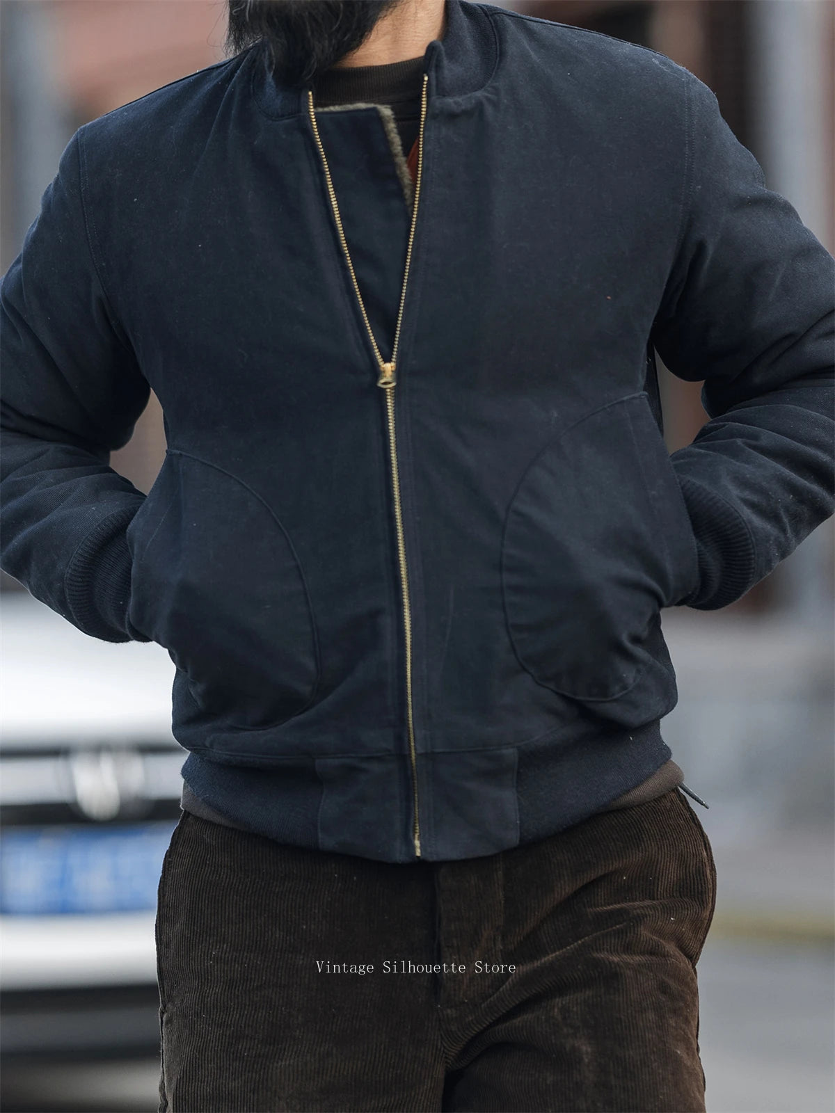 Navy Wool Lined Deck Jacket