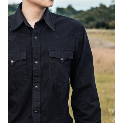 Black Slim Western Shirt
