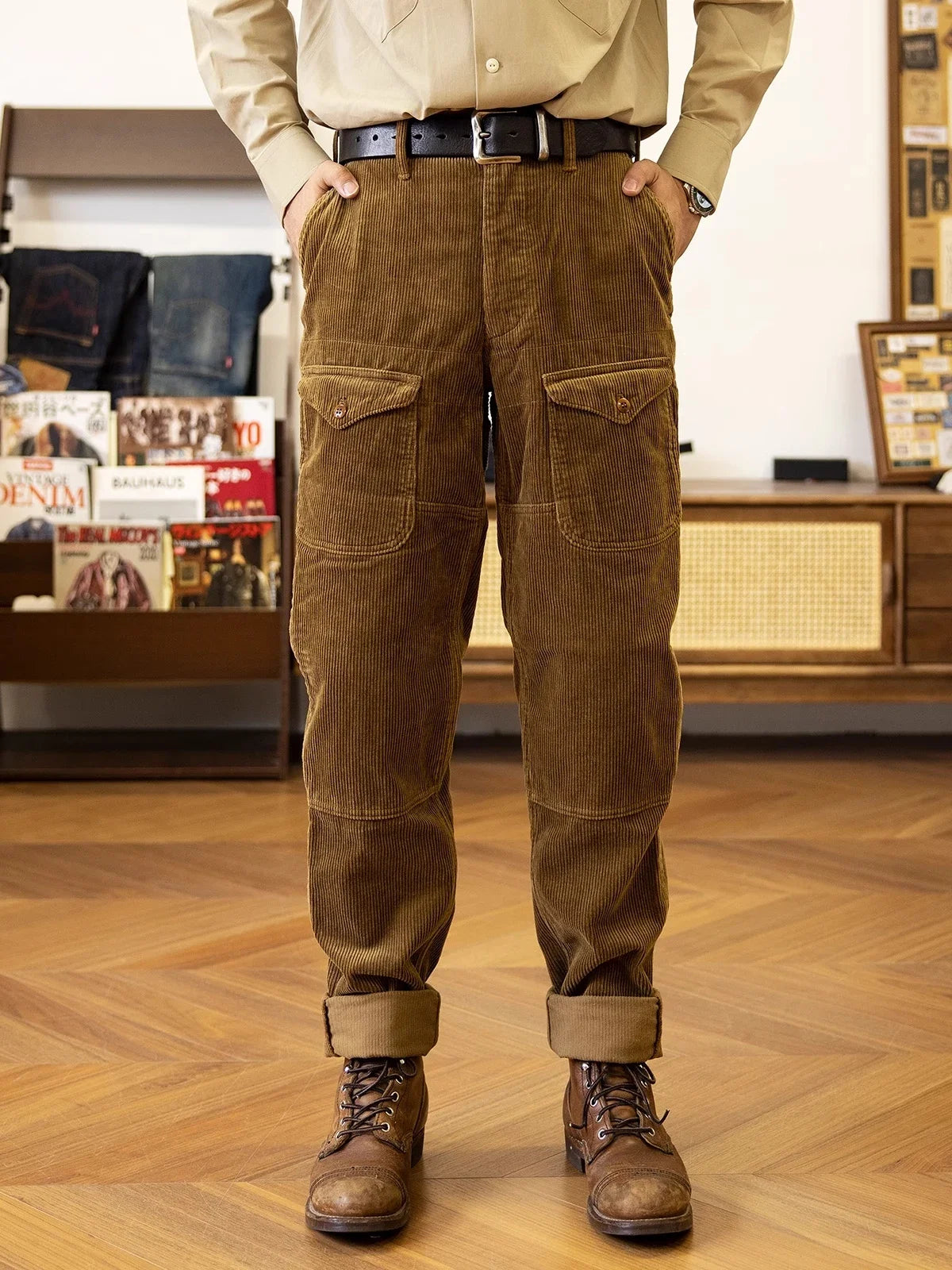 Tapered Corduroy Casual Trousers