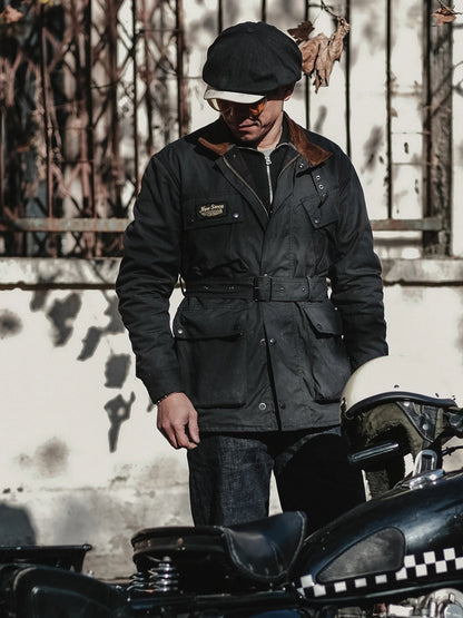 Waxed Motorcycle Biker Jacket