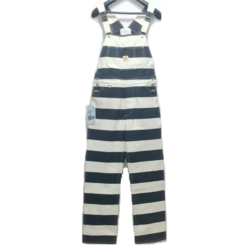 Prison Stripe Canvas Overalls