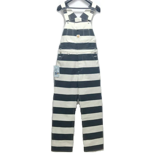 Prison Stripe Canvas Overalls