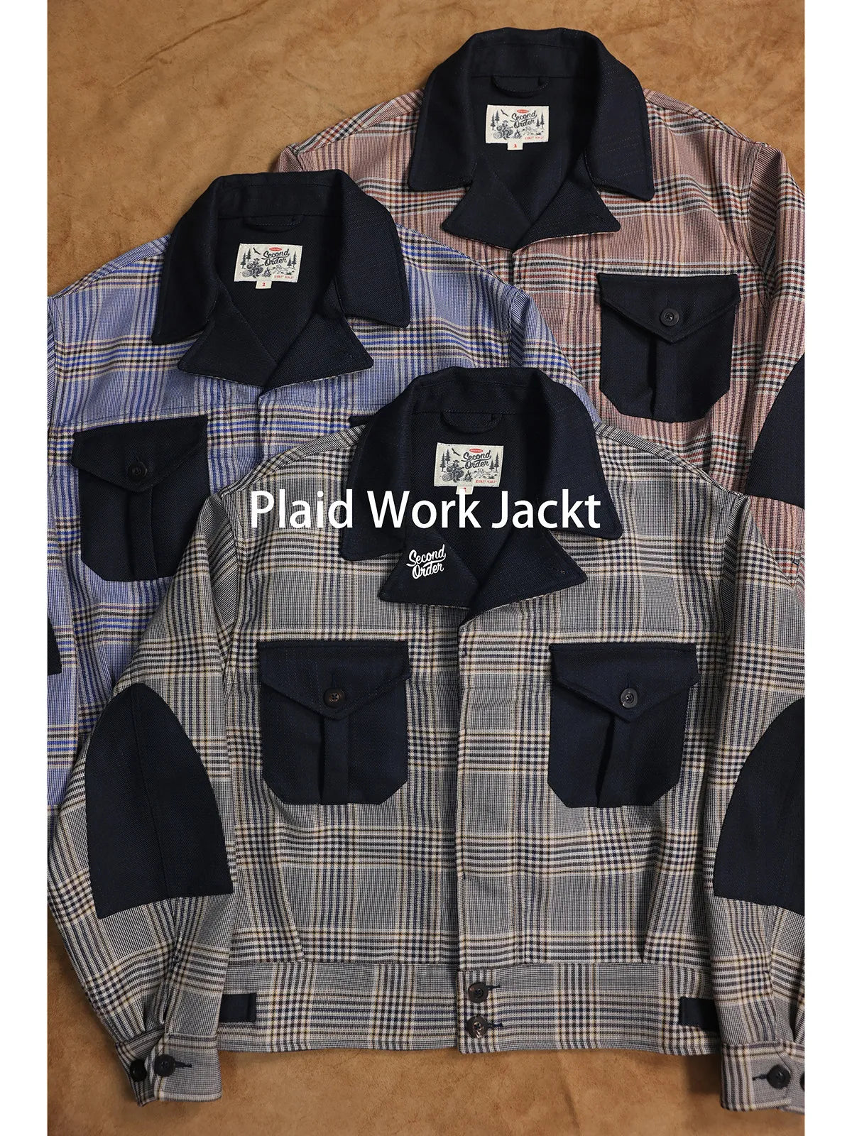 Plaid Cropped Wool Work Jacket
