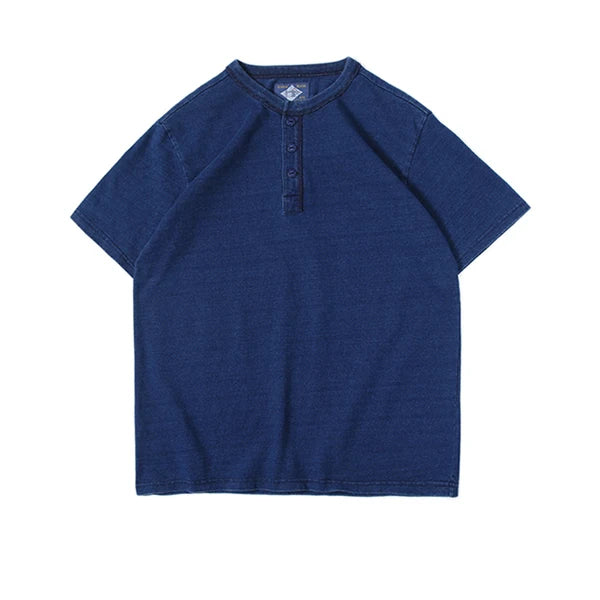 Indigo Dyed Henley Tee