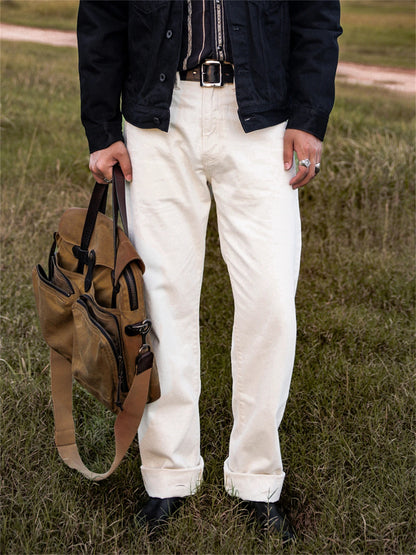 White Relaxed Selvedge Jeans