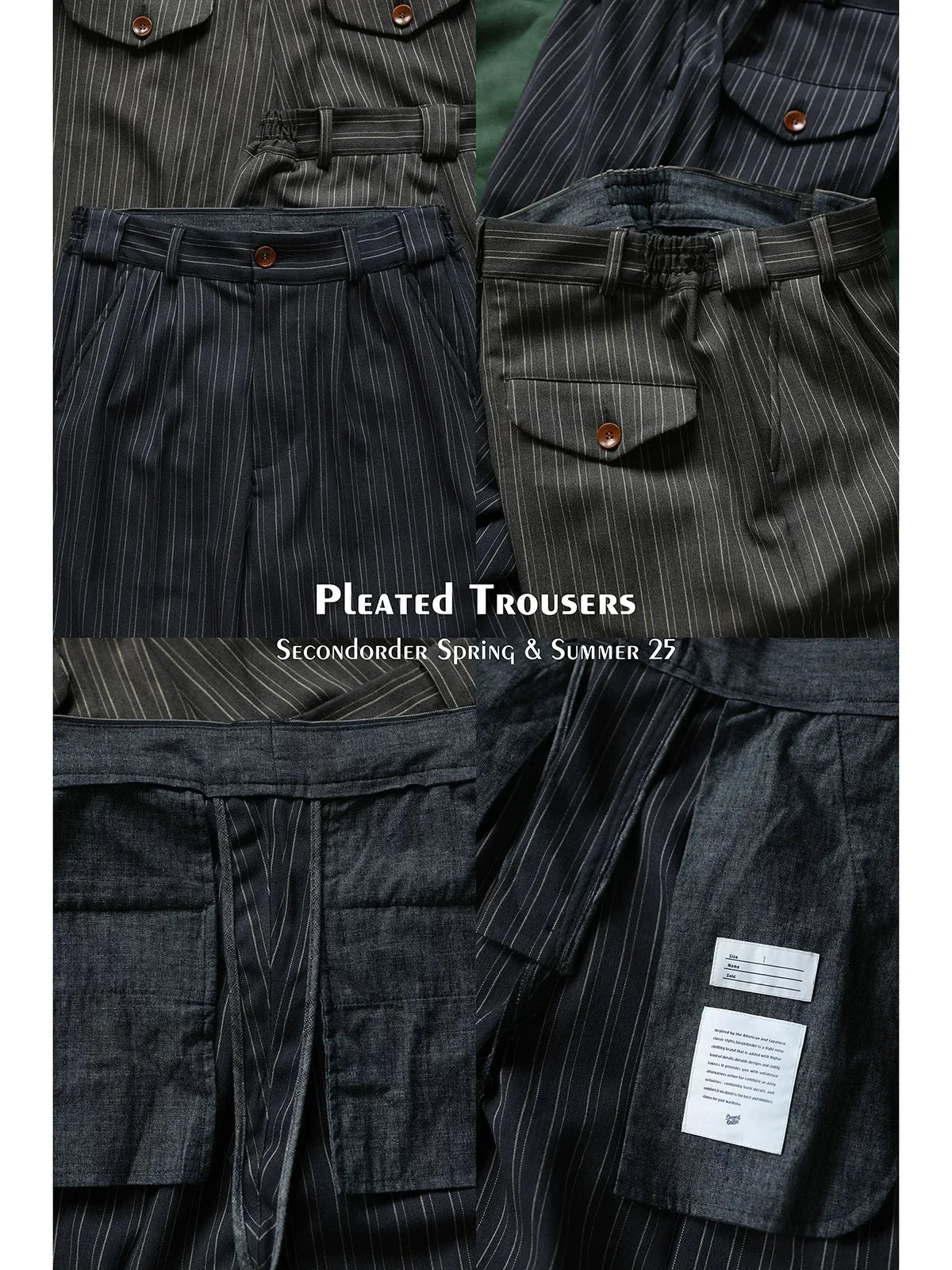 Pinstripe Pleated Suit Trousers