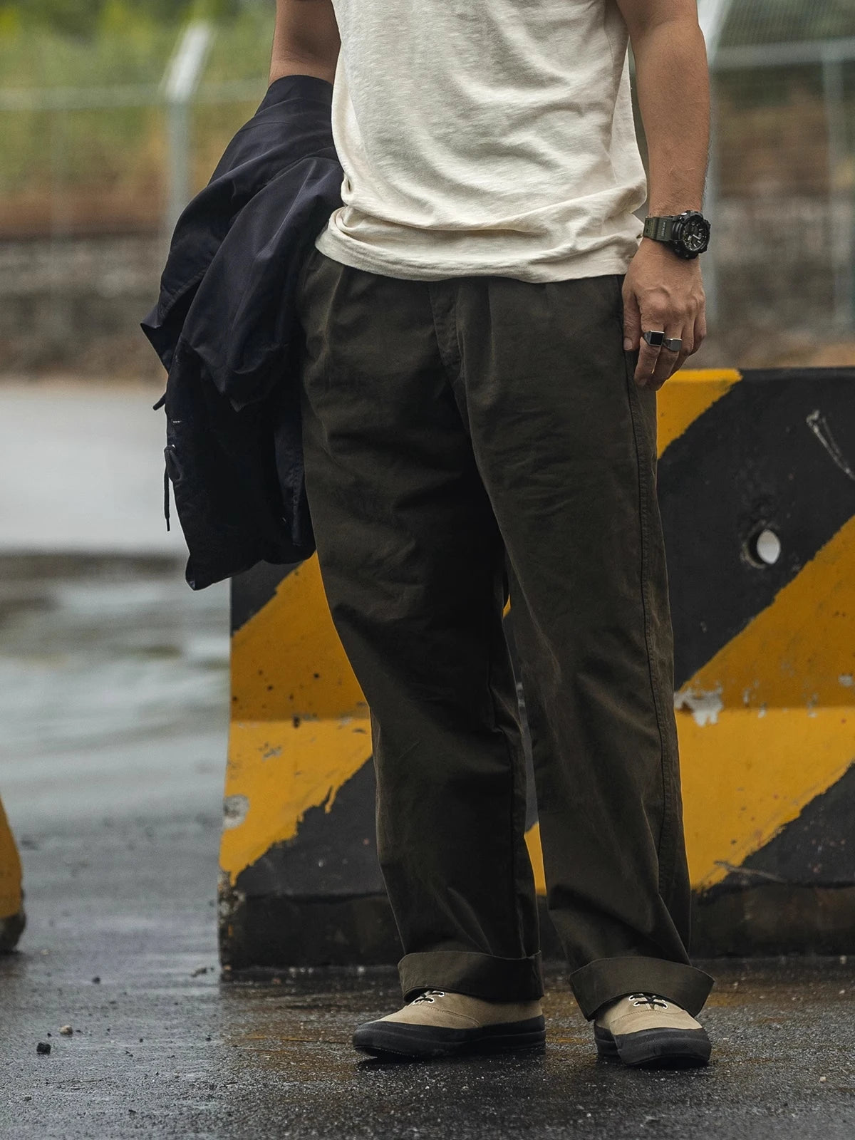 Cotton Twill Pleated Chinos