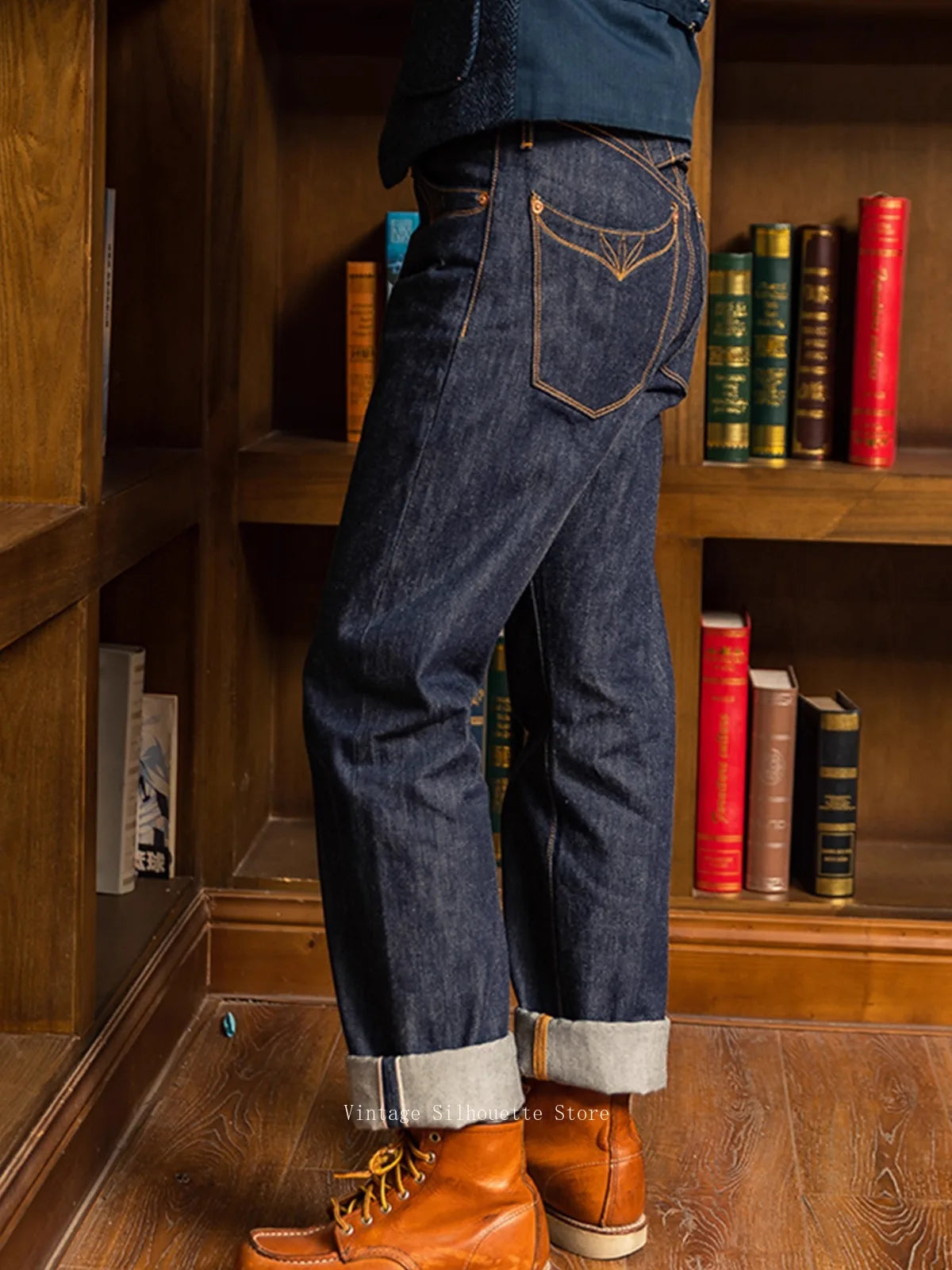 Buckle Back Raw Denim Jeans