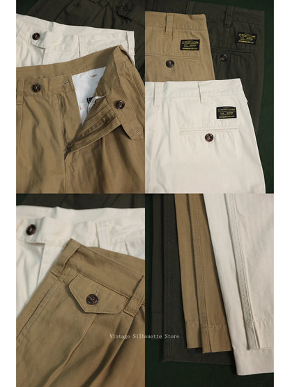 Herringbone Pleated Chino Pants