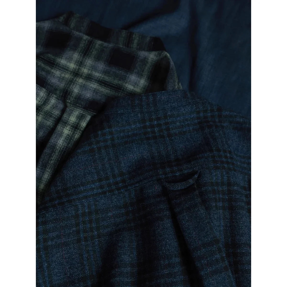 Band Collar Plaid Flannel Shirt
