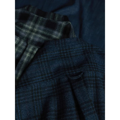 Band Collar Plaid Flannel Shirt