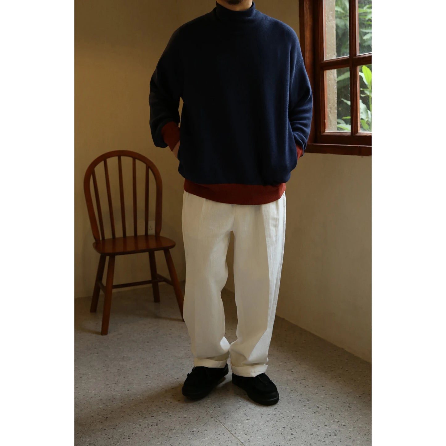 White Linen Pleated Trousers