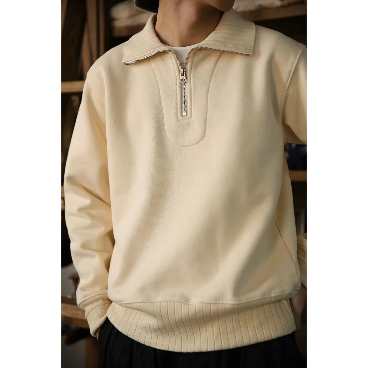 Quarter Zip Motorcycle Sweatshirt